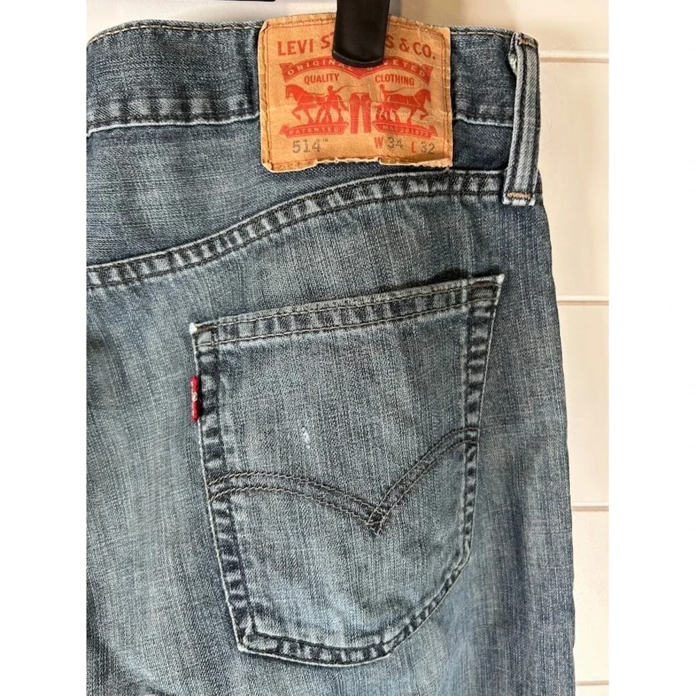 Levi's 514 Straight Fit Denim Jeans‎ Blue Mens Size 34x32